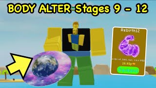 Unlocking BODY ALTER Stages 9 to 12 in NO LIMIT LIFTING SIMULATOR 2 (Roblox)