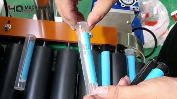 horizontal tube sticker labeling machine|YQ slender tube wrap around labeler  USA