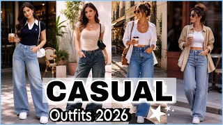 CASUAL OUTFITS MODA MUJER 2026 | IDEAS DE OUTFITS CASUALES BASICOS CON JEANS Y ZAPATILLAS DEPORTIVAS