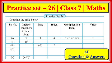 Practice set 26 class 7th Maths | Indices base and index Maharashtra State board