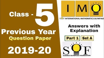 IMO Class 5 Question Paper 2019-20  Logical reasoning International Mathmatics Olympiad,