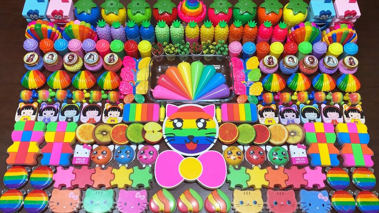 SATISFYING WITH CLAY PIPING BAG ! Mixing Random Things Into GLOSSY Slime #2360