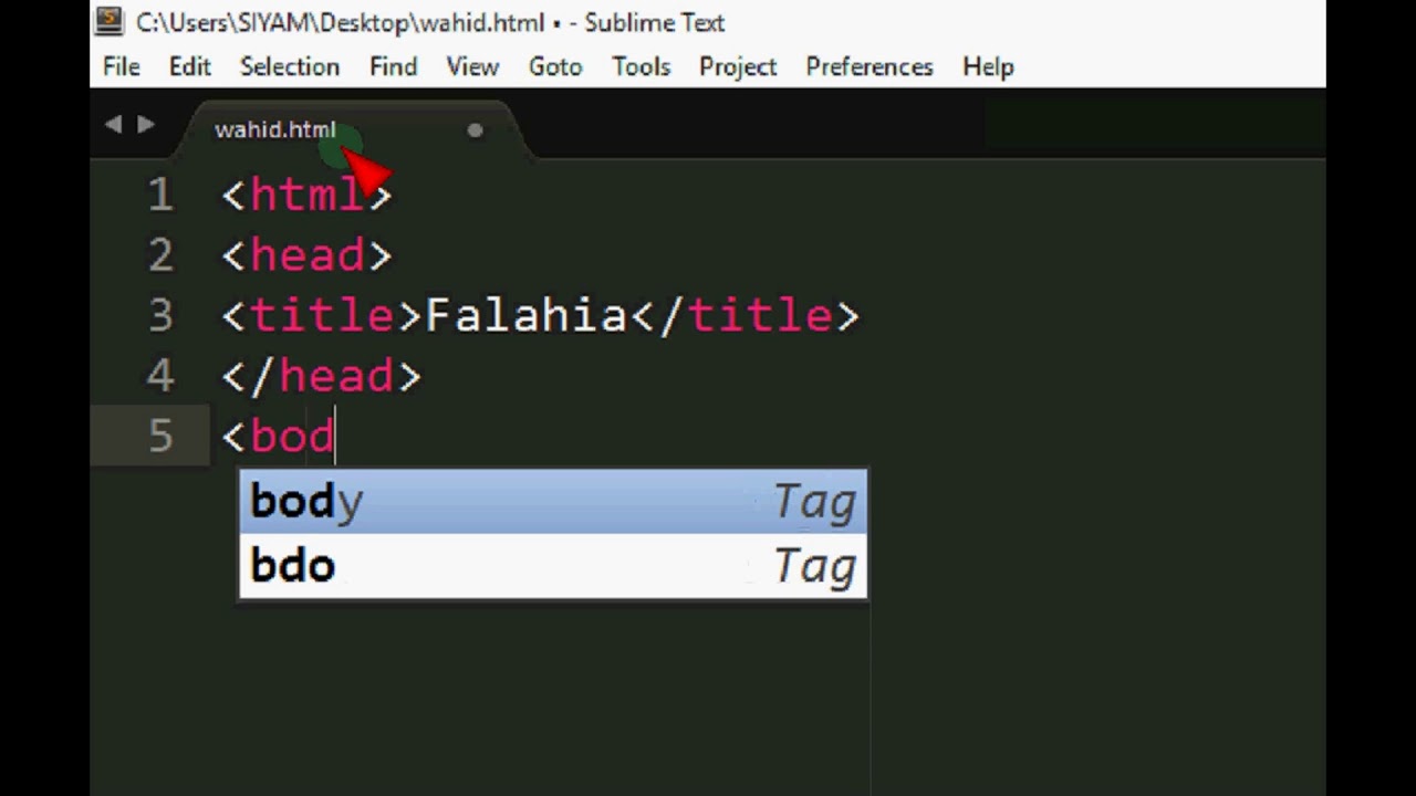 html tutorial using sublime text