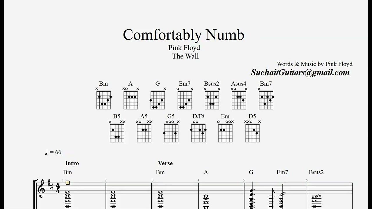 Comfortably Numb Pink Floyd Guitar Lesson chords & solo (tabs & notations) YouTube