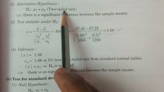 Problem 2 - Test for Two means and Standard Deviations (Large Sample tests) - BSc Statistics
