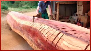 Man Transforms Massive Tree Log into Amazing Table | by @WoodworkingCraftsman