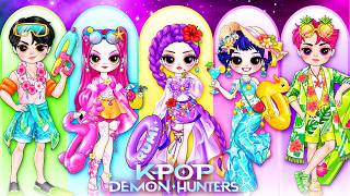 K-Pop Demon Hunters Summer Version! Huntrix vs Saja Boys Glow Up | DIY Fashion Paper Dolls Profile