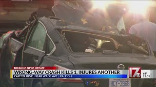 1 killed, 1 injured in wrong-way crash on SB Capital Boulevard in Raleigh