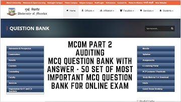 MCOM PART 2 AUDITING MCQ QUESTION BANK WITH ANSWER MU IDOL BY VISHAL SIR