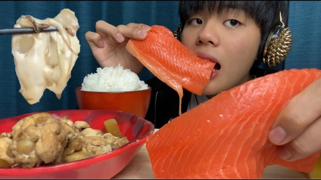 【ASMR】サーモンと生牡蠣を食べる音…