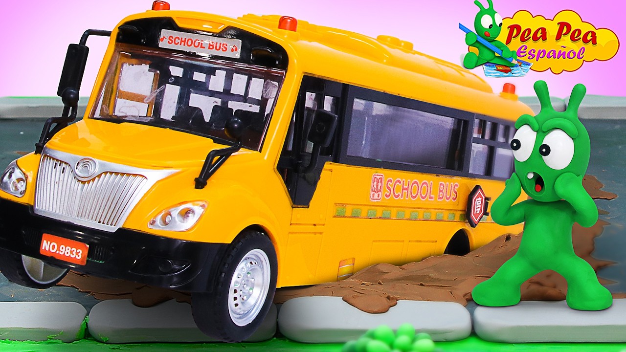 Pea Pea Ayuda al Autobús Escolar en Problemas 🚌 Ride on The Bus - Dibujos Animados para Niños