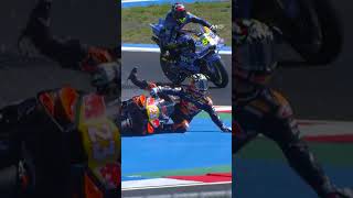 Bastianini Was So Lucky To Walk Away Unscratched After Crashing In The Middle Of The Pack