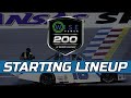 Starting Lineup for the 2021 Wise Power 200 at KANSAS