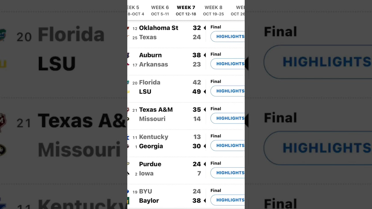 NCAA Football Scores Week 7 Pt 2 YouTube ncaa-football-scores-week-7-pt-2-youtube