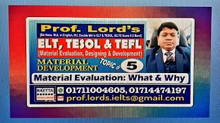 Material Evaluation Module#5: What & Why is Evaluation in Teaching-Learning Language | ELT, TESOL...
