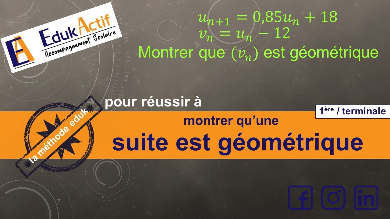 1ère/terminale montrer qu'une suite est géométrique.(Suite — free download