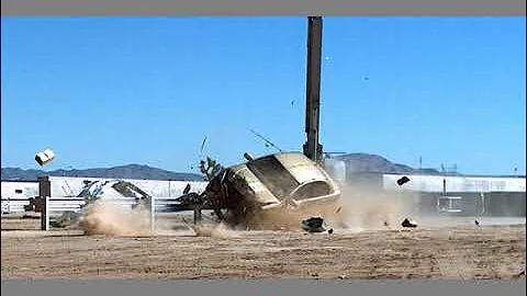 CRASH TESTING: MSKT  Guardrail End Terminal Test 3-32 with SMALL Car