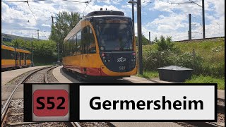 AVG Führerstandsmitfahrt S52 Karlsruhe Marktplatz - Germersheim Bf