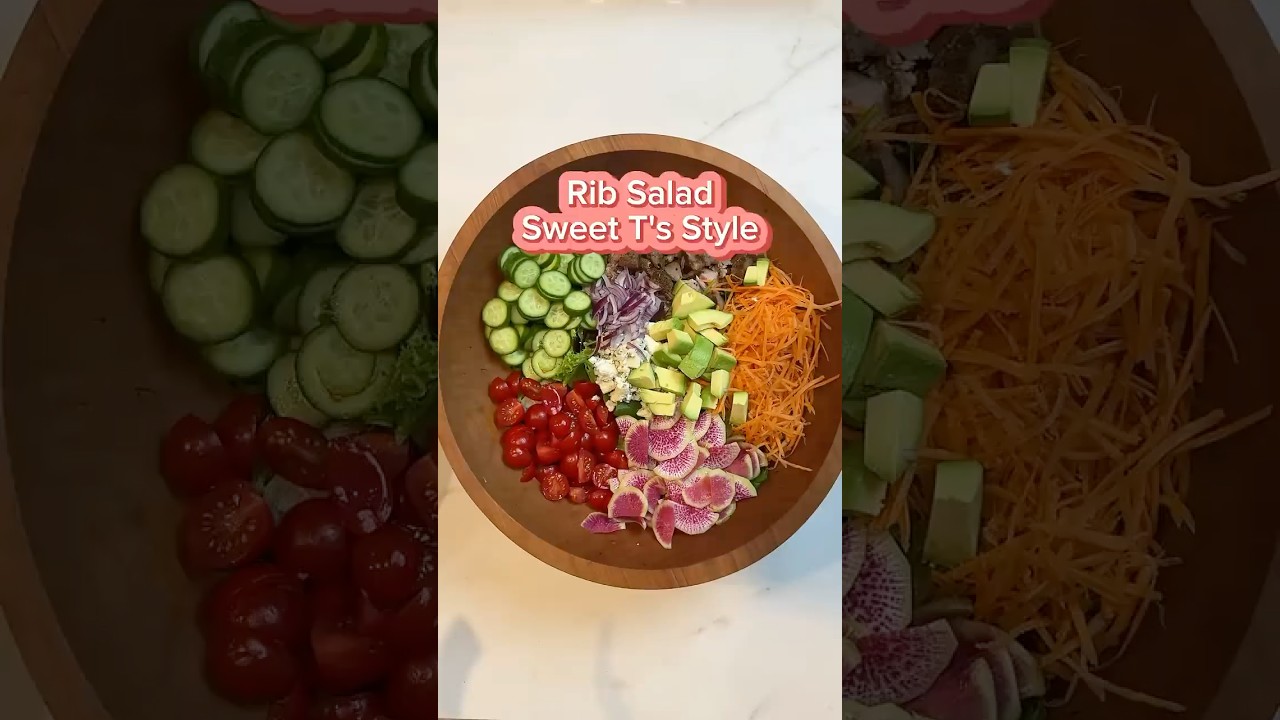 Rib Salad is my comfort food bbq vinaigrette smoked rib meat blue cheese avocado tomatoes carrot