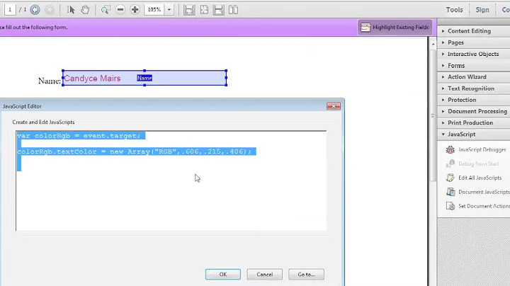 Acrobat XI Tutorial Using JavaScript to Modify Field Properties