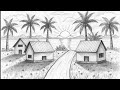 Beautiful Village Scenery Drawing for Beginners/Easy Landscape Art /How to Draw/গ্রামের দৃশ্য আঁকা