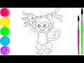 Monkey Coloring Page for Kids | Fun Animal Drawing and Coloring Video | Coloring Page Activity