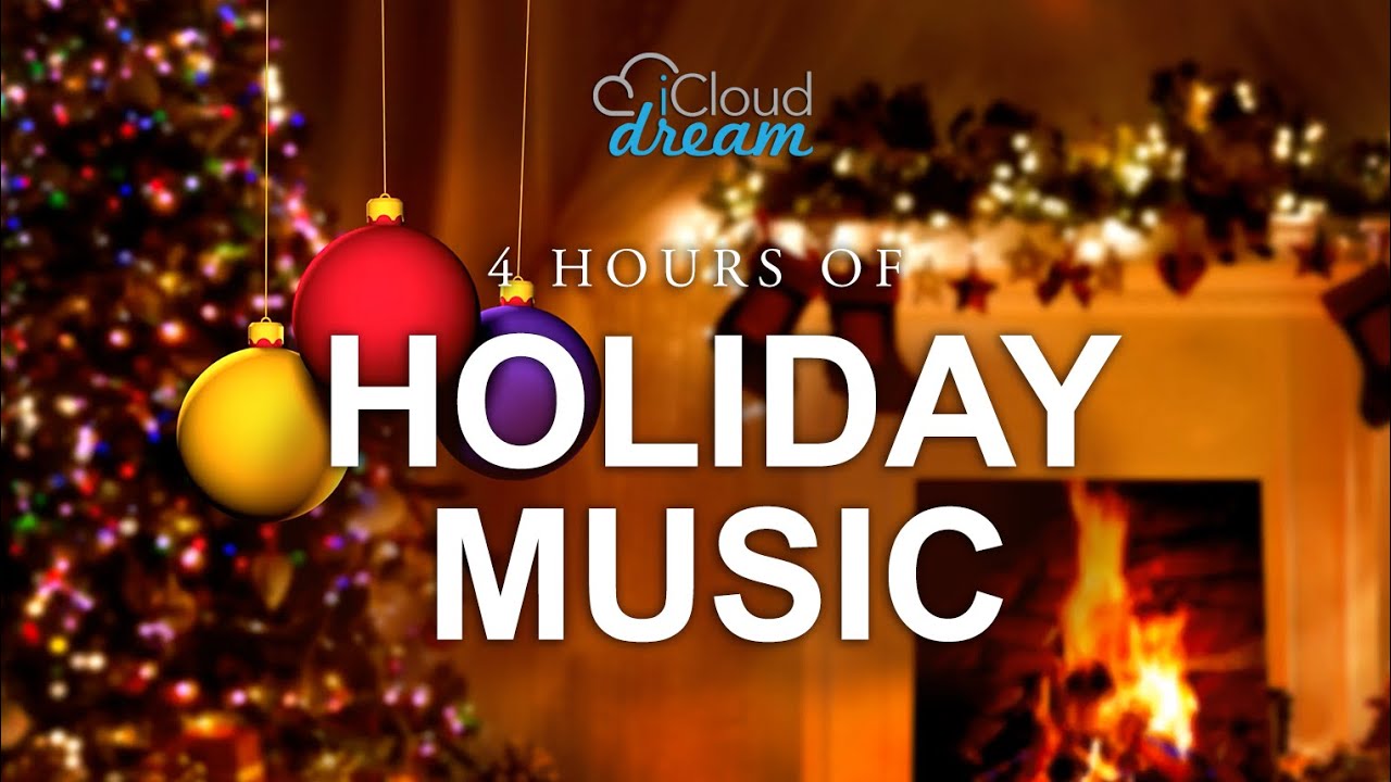 🌲 4 hrs of Holiday Cheer with Crackling Fireplace Sounds. 🔥 YouTube Music