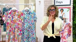 Tolani Tiered Button Front Short Sleeve Dress with Pockets on QVC