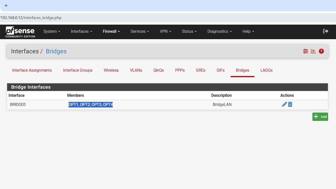 Create a group of LAN ports on pfSense