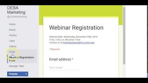 FB Tab -  Registration Form