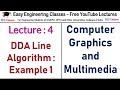 CGMM Lecture 4 - DDA Line Algorithm Solved Example for Lines with Positive Slope(Hindi)