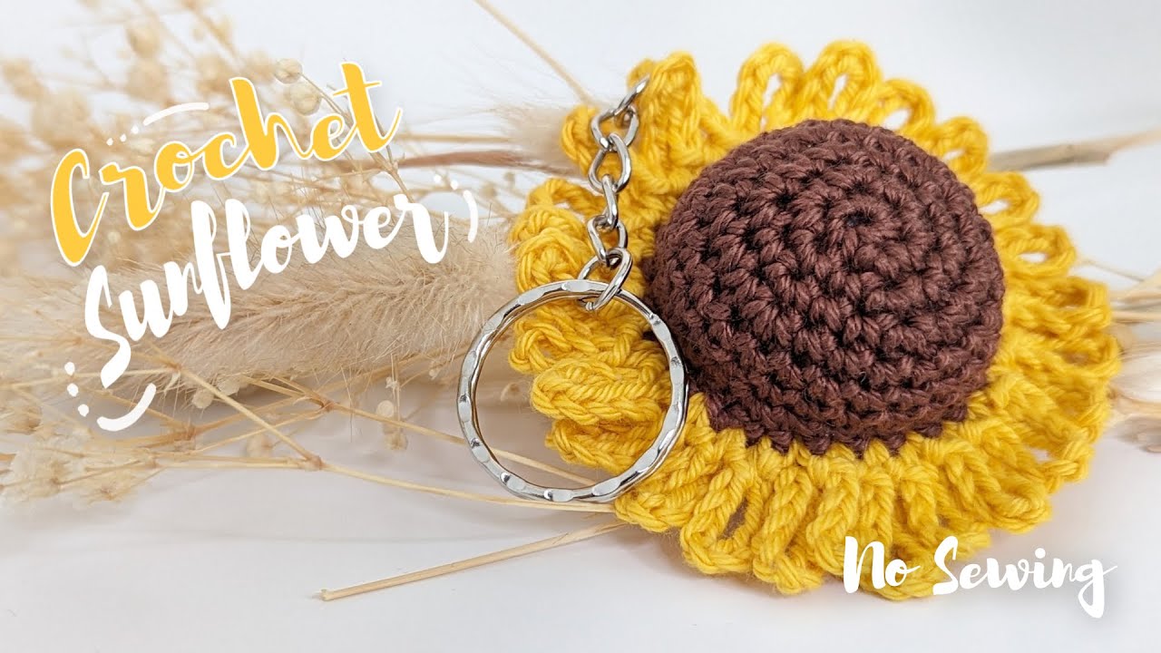 How To Crochet A Sunflower Keychain | Easy Crochet Tutorial | No Sewing Pattern
