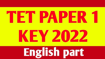 tet paper 1 key 2022||Ts tet paper 1 english part answer key 2022||ts tet exam key 2022