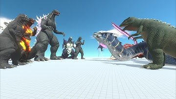 Team Godzilla ROE Vs Team Basilisk. Epic Kaiju Monster battle - Animal Revolt Battle Simulator