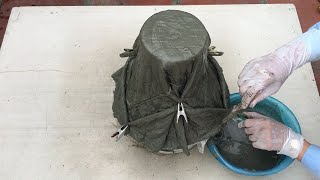 How to make a cement pot from an old blanket / Easy craft ideas