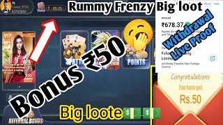 Get ₹50 bonus //Rummy Frenzy app today 2022 //Teenpattitoday2022//#rummy #newrummyapptoday screenshot 5