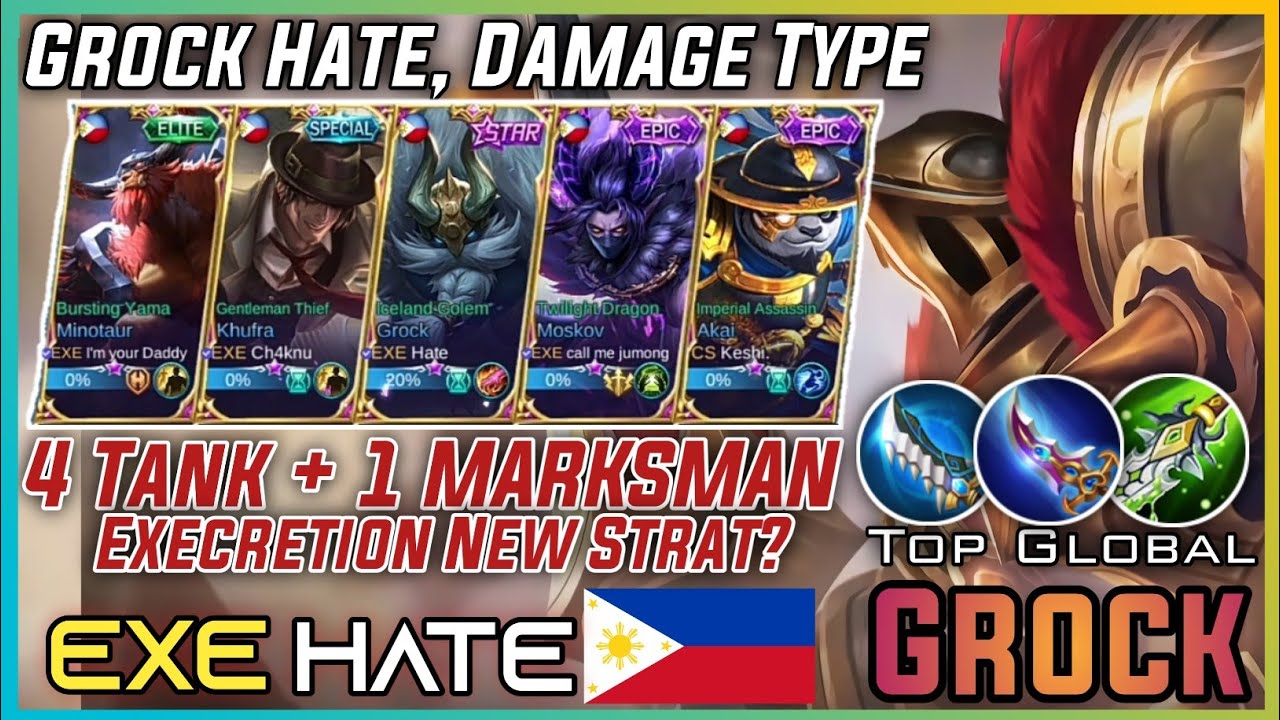 4 Tank 1 Marksman Execration New Strat, Hate GROCK | Top Global Player
