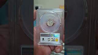 天生的收藏品,PCGS評盒MS64級分,大日本明治八年五錢小銀幣。