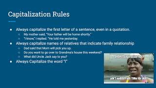 Rules of Punctuation - capitalization, comas, quotation marks