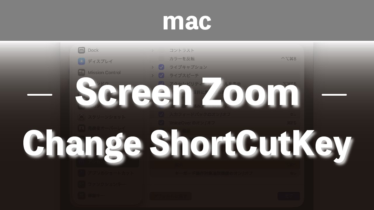 How to change Short Cut Key : Screen Zoom【mac】