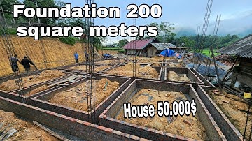 FULL VIDEO: 60 Days House Foundation Construction, Yard Floor Tiles, Concrete column, Plastering