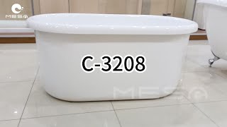 C-3208 Small Acrylic Oval Freestanding Soaking Bathtub