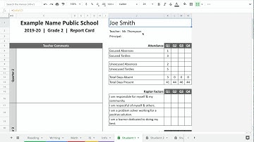 Standards Based Report Card using Google Sheets