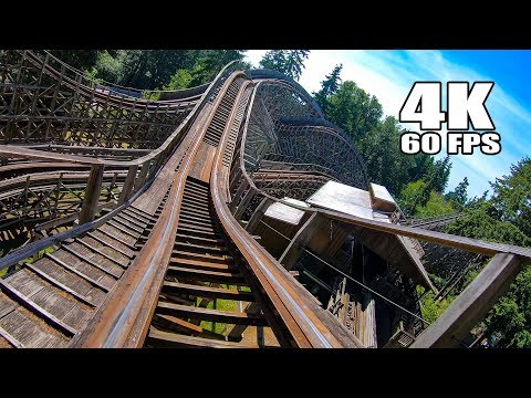 Timberhawk Wooden Roller Coaster! Multi-Angle 4K Onride POV Wild Waves Amusement Park Seattle