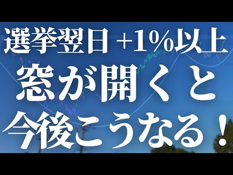 【第582話】選挙翌日に＋1％以上の窓が開くと今後こうなります！