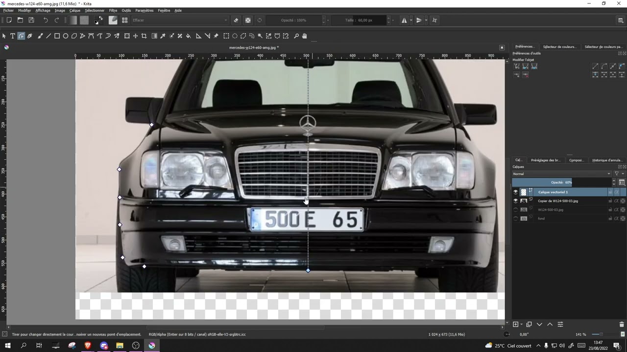 Création W124 Mercedes E500 En flatdesign 1/4