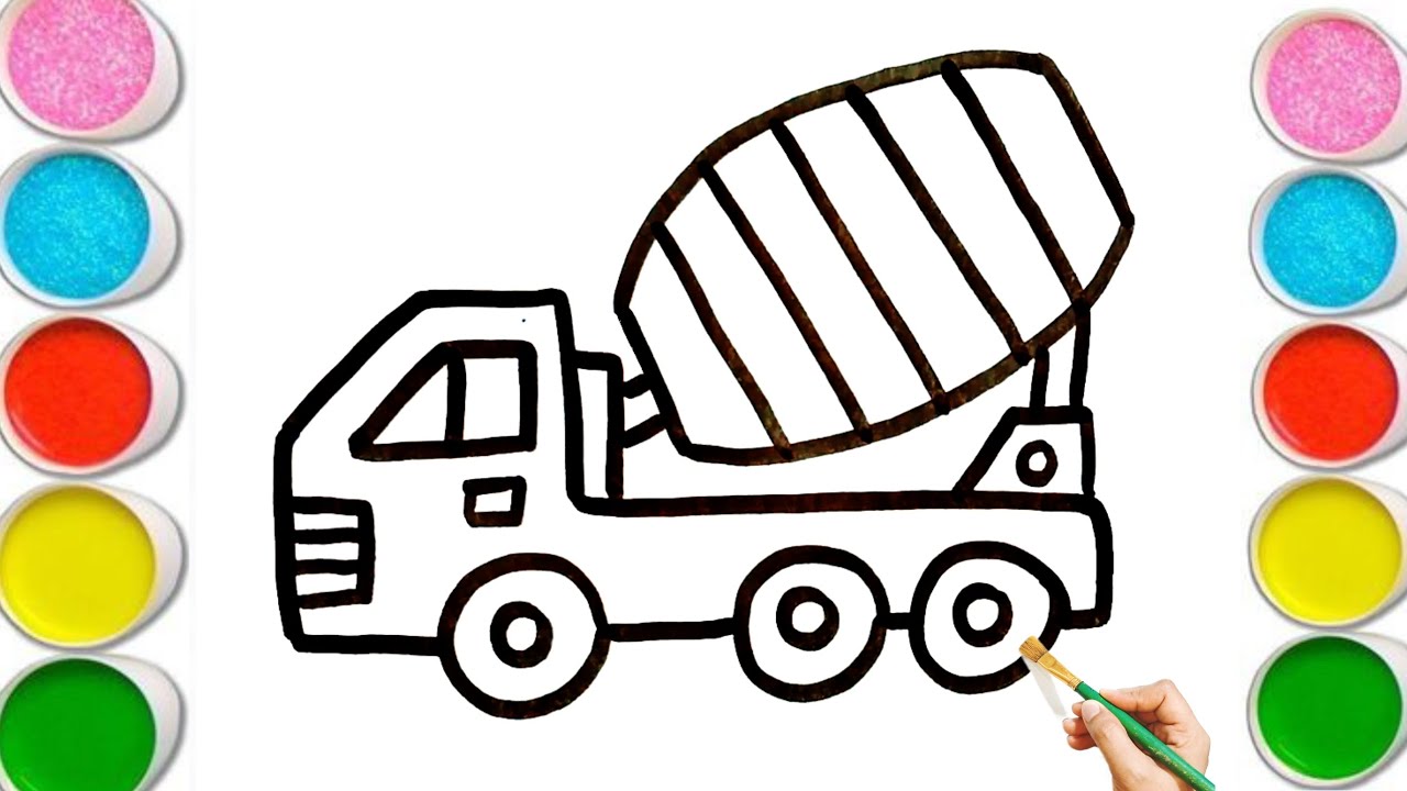 Mixer Truck Drawing, Colouring and Painting for kid's & Toddlers | How to Draw Mixer Truck Drawing