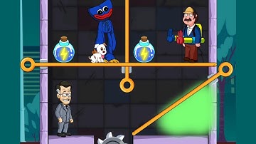 Huggee Pin Rescue Puzzle Game - New Gameplay All Levels Pull The Pin