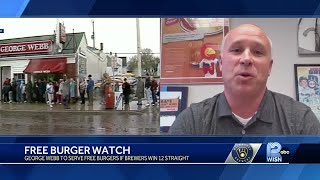 Brewers winning streak could mean free burgers for fans