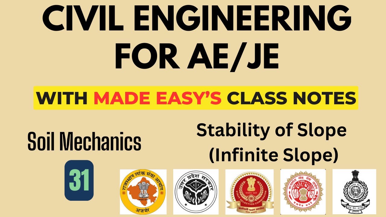 Soil Mechanics- 31 Stability of Infinite Slopes - AE/JE Live classes ...